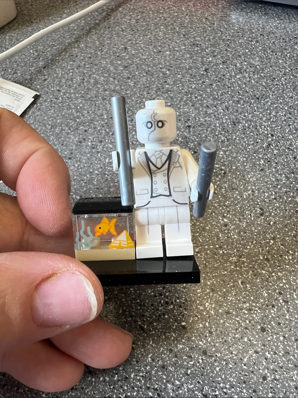 New moon night Minifigure with Silver Accessories and Orange Fish Tank